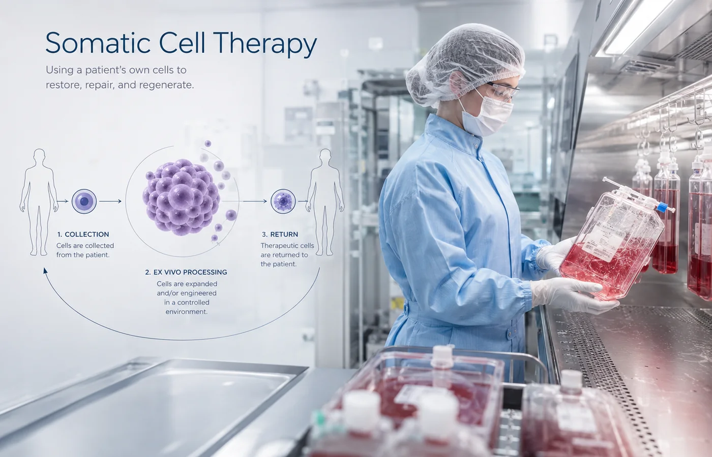 Cell therapy and cancer immunotherapy laboratory work.